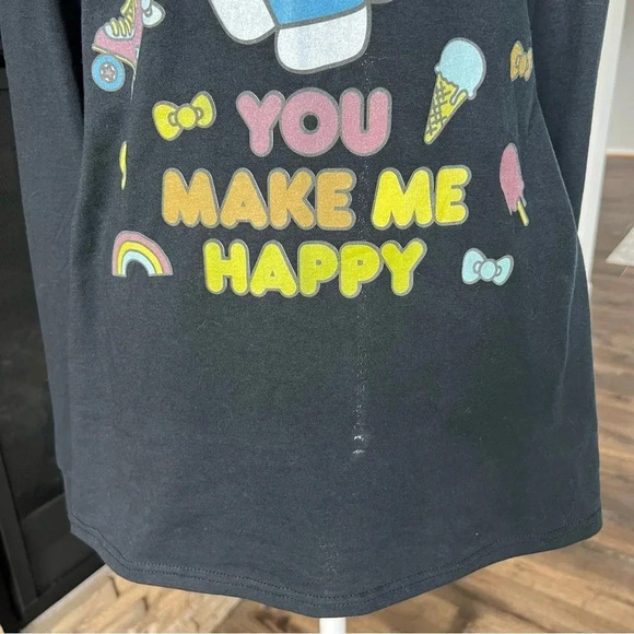 Hello Kitty Double Sided You Make Me Happy Long Sleeve Shirt Fruit of the loom M - Picture 4 of 9